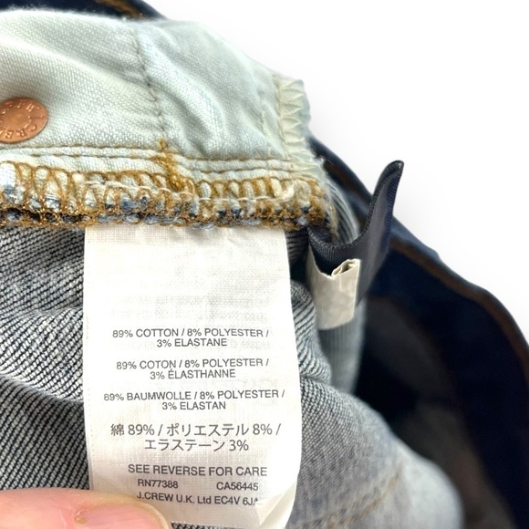 J Crew Toothpick Skinny Jeans w/Distressed Knee, Dark Wash, Size 32P - Picture 6 of 11